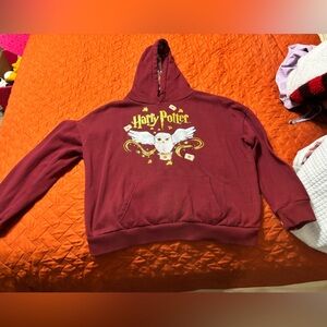 Warner Bros. Harry Potter Burgundy Hoodie with Hedwig Design